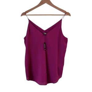 NWT Express Fuchsia Crepe Double V-Neck Lined Cami, S